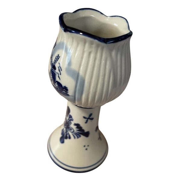 Vintage Delft Blue Holland Handpainted Tulip Taper Candle Holder Collectable - Picture 5 of 10